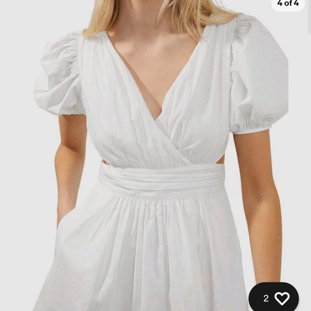 French Connection White Rhodes Cutout Poplin Mini Dress, Women's Size 4 - Picture 2 of 12